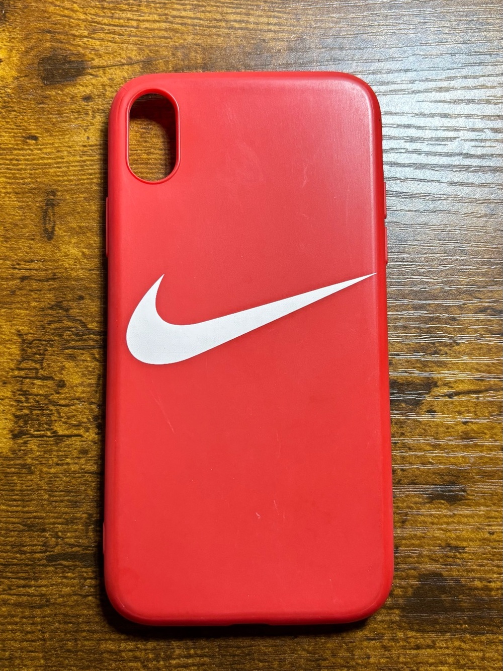 (XR) Red Silicone Phone Cover with White Swoosh Logo